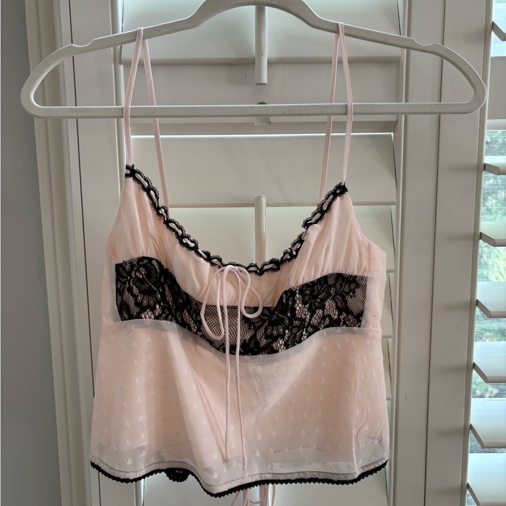 Rumored Pink and Black Lace Camisole